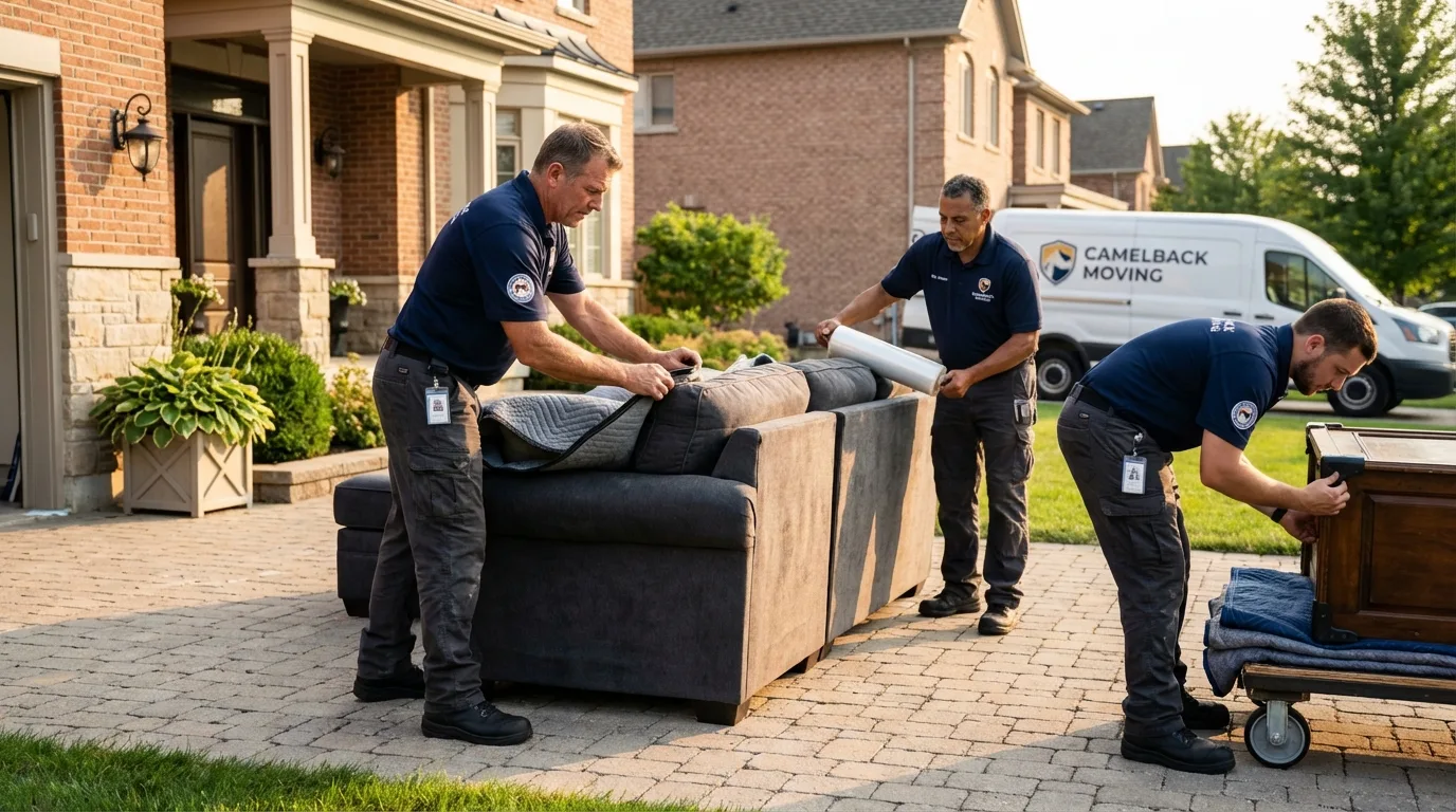 Large estate moving crew wrapping furniture in Newton, IA