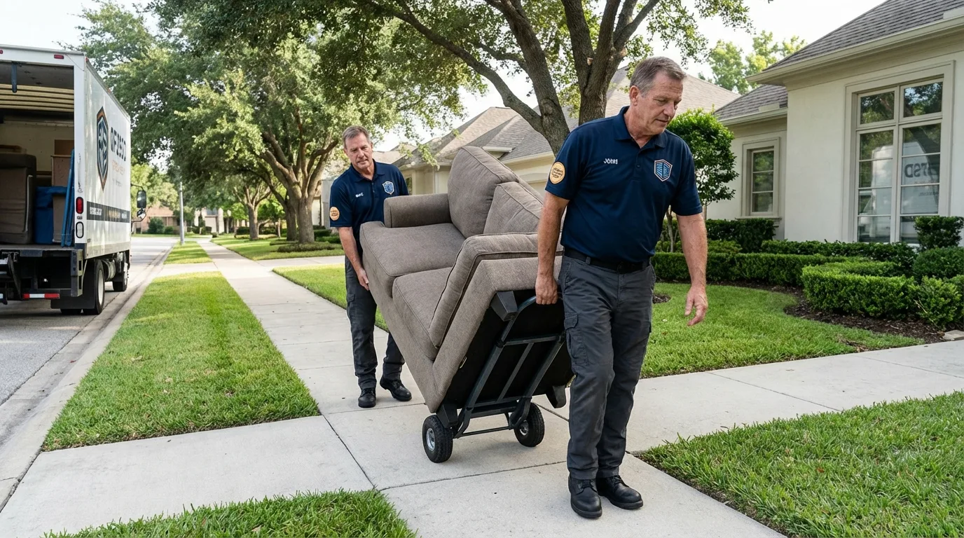 Local residential moving crew loading furniture in Newton, IA
